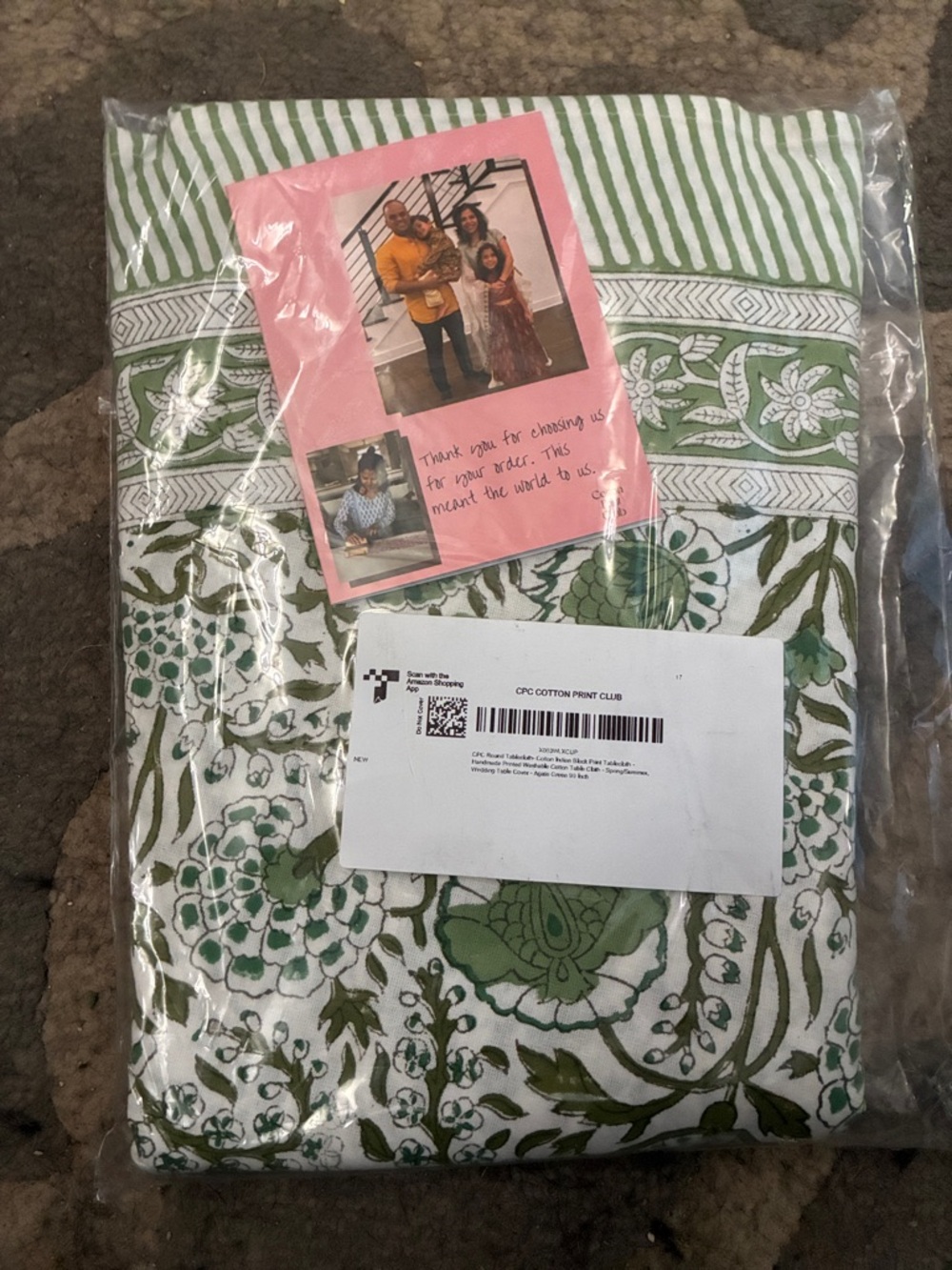 Green and White Floral Cotton Print Fabric